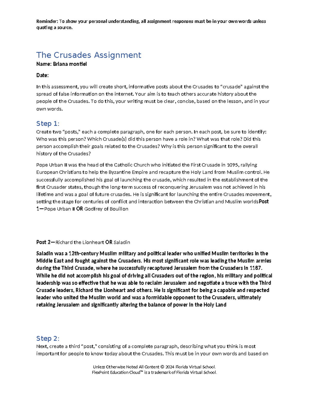 The Crusades Assignment: Understanding Key Figures and Their Impact ...