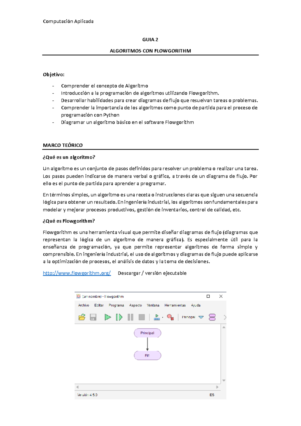Guía 2: Algoritmos y Diagramas de Flujo en Flowgorithm (g6) - Studocu