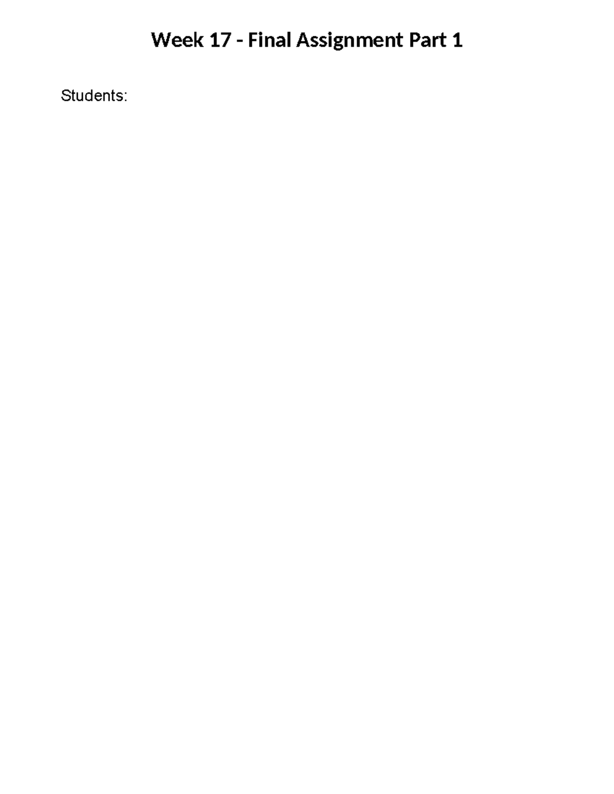 Week 17 - Final Assignment Part 1 Overview - Studocu