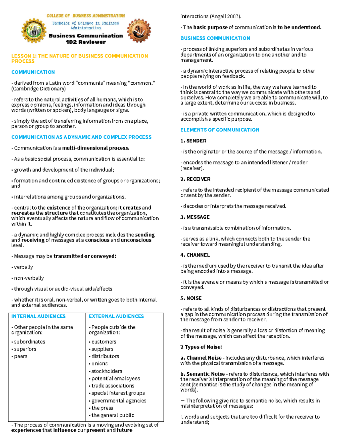 SMP 102 Business Communication: Key Concepts and Principles - Studocu