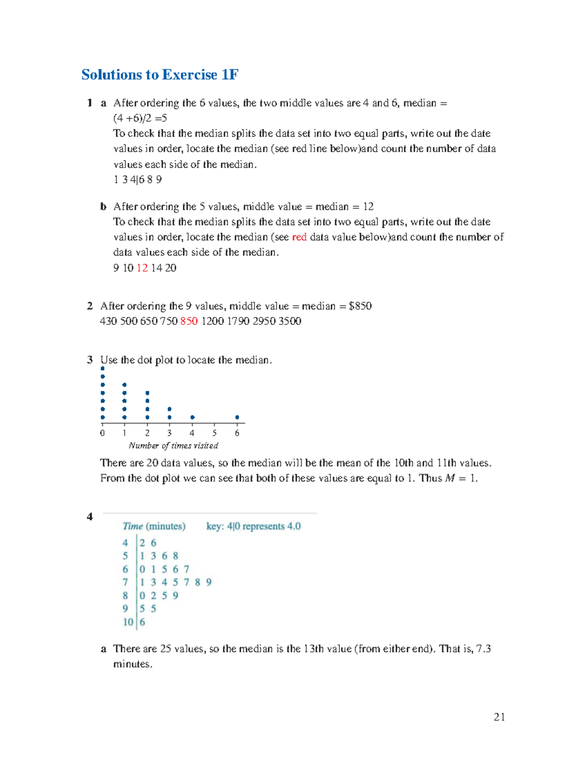 1F-Worked Solutions: Finding Medians and Quartiles - Studocu