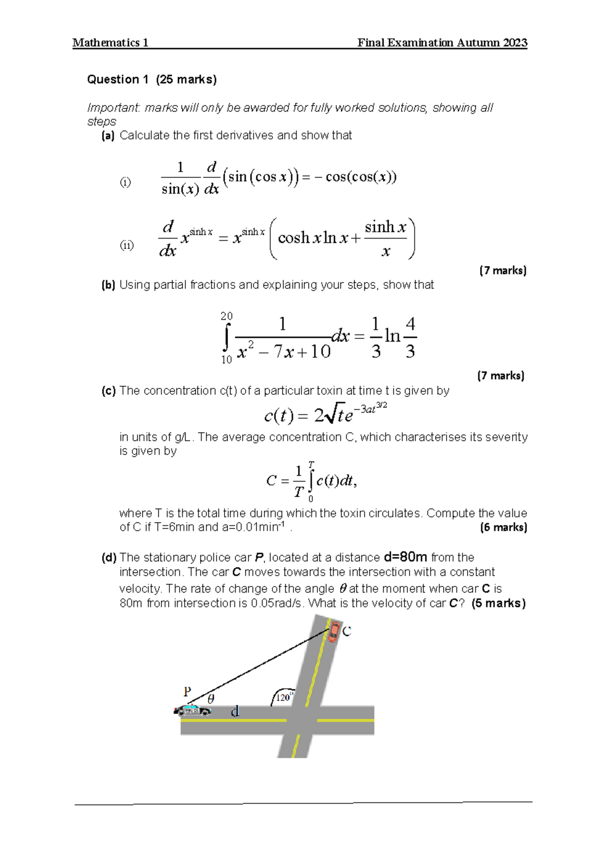 Mathematics 1 (Q2 Ve D) - Final Exam Questions & Solutions - Studocu