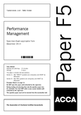 PM - F5 - ACCA - Performance Management - Studocu