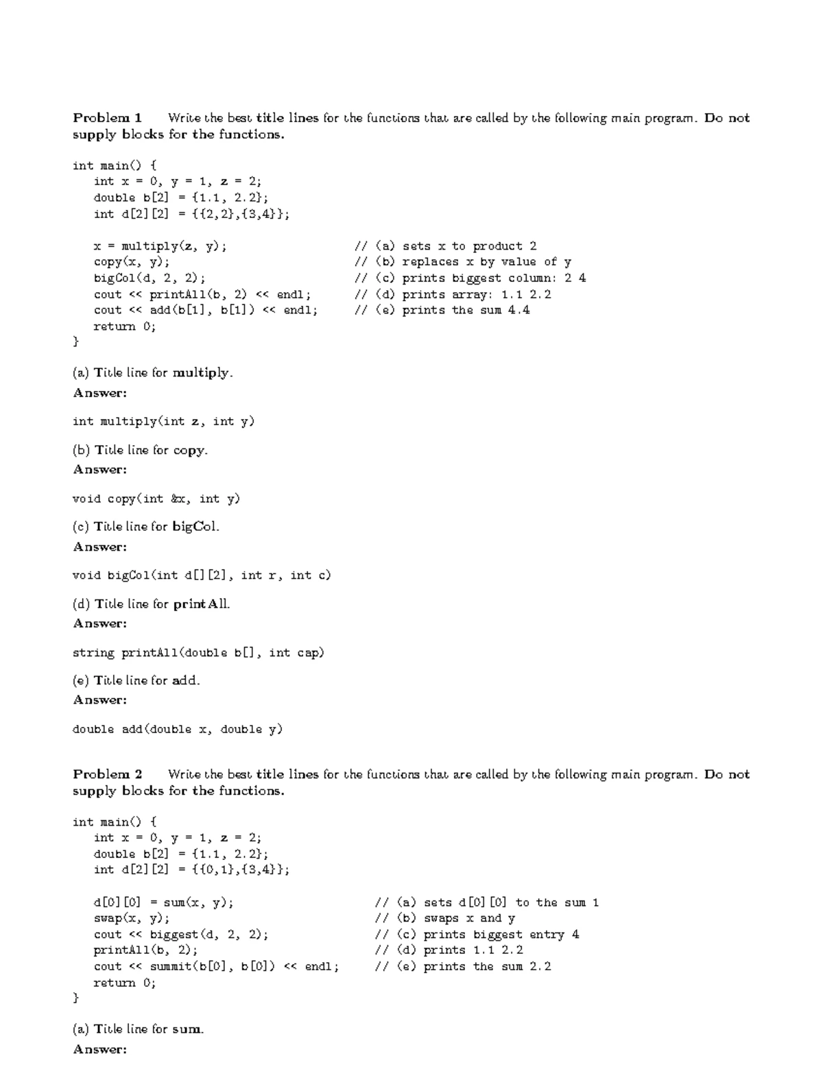 CSCI 111 Midterm Exam 1 Solutions on C++ Program Constructs - Studocu