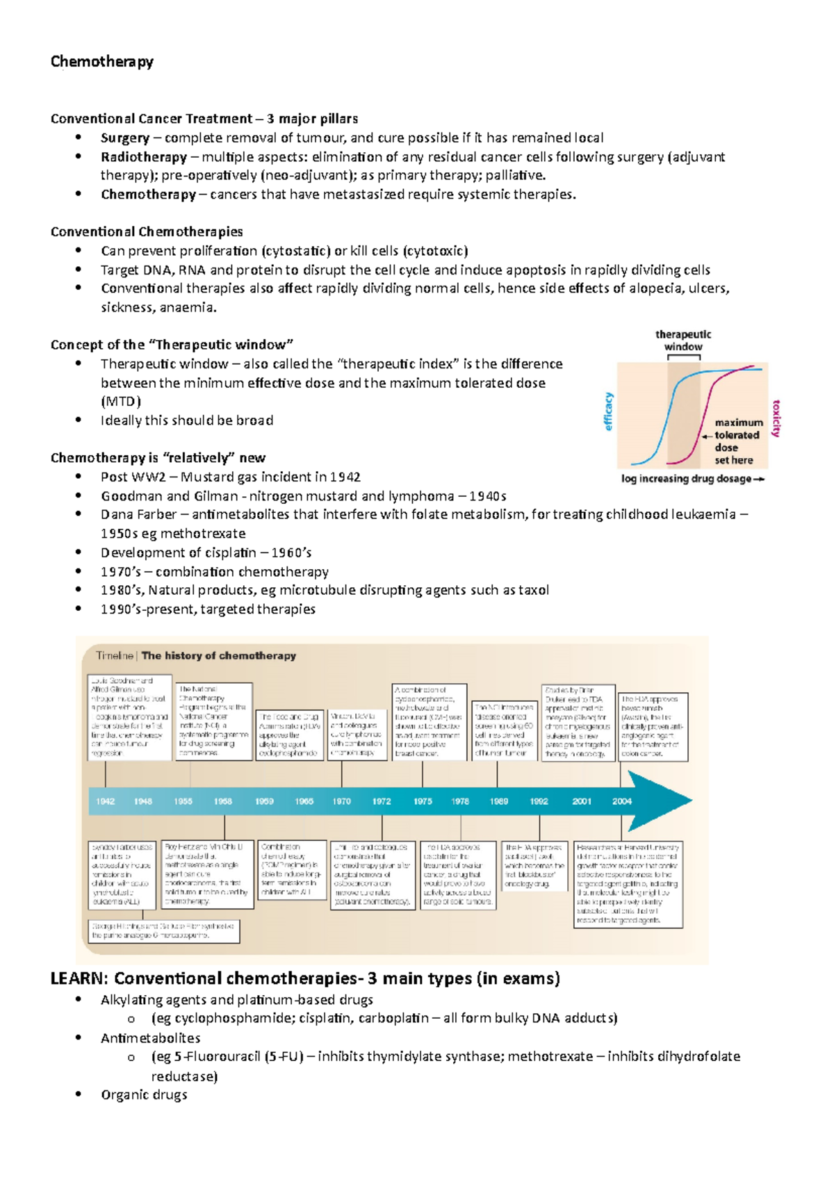 Chemotherapy - Lecture Notes 7: Key Concepts and Definitions - Studocu