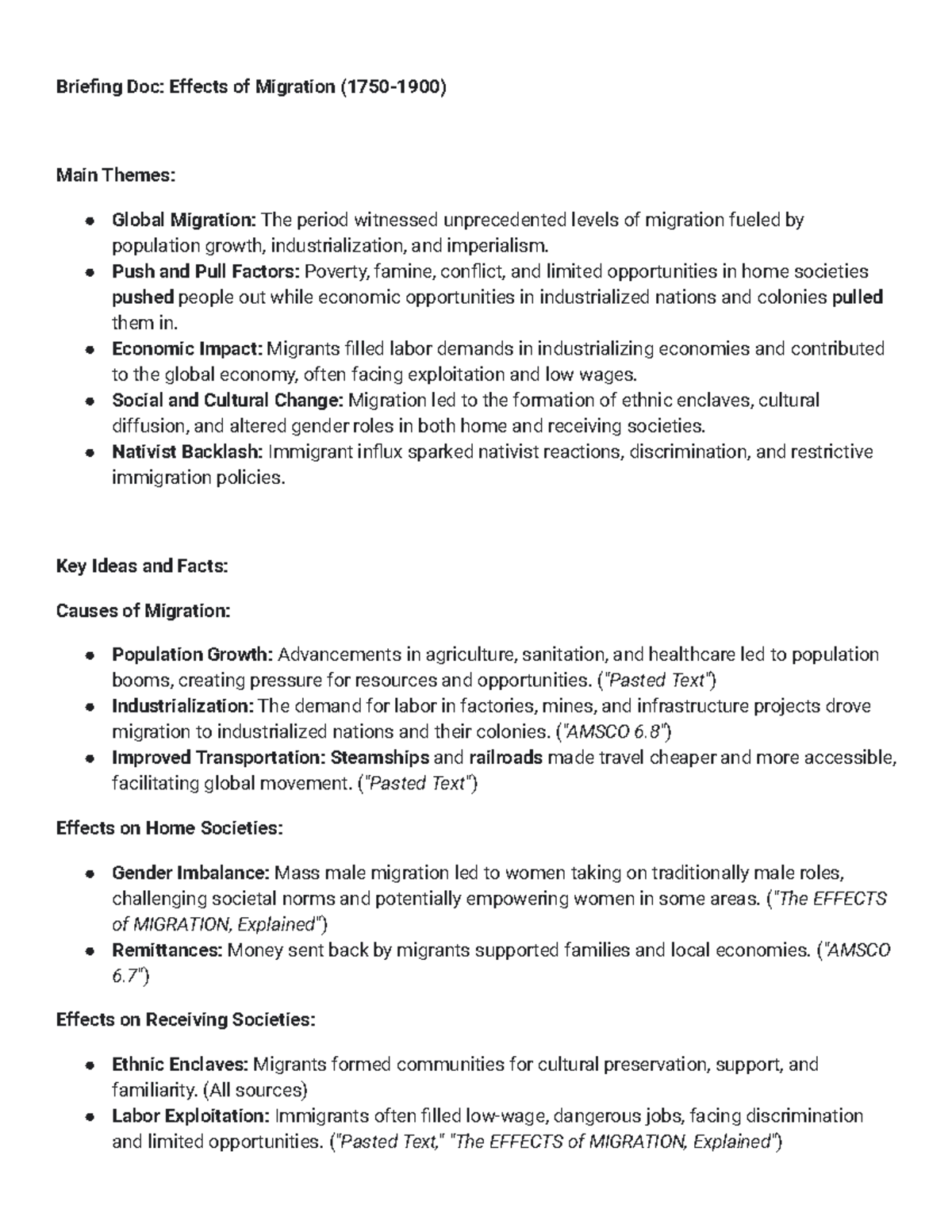 Unit 6 Study Guide: Effects of Migration (6.7 & 6.8) - Studocu