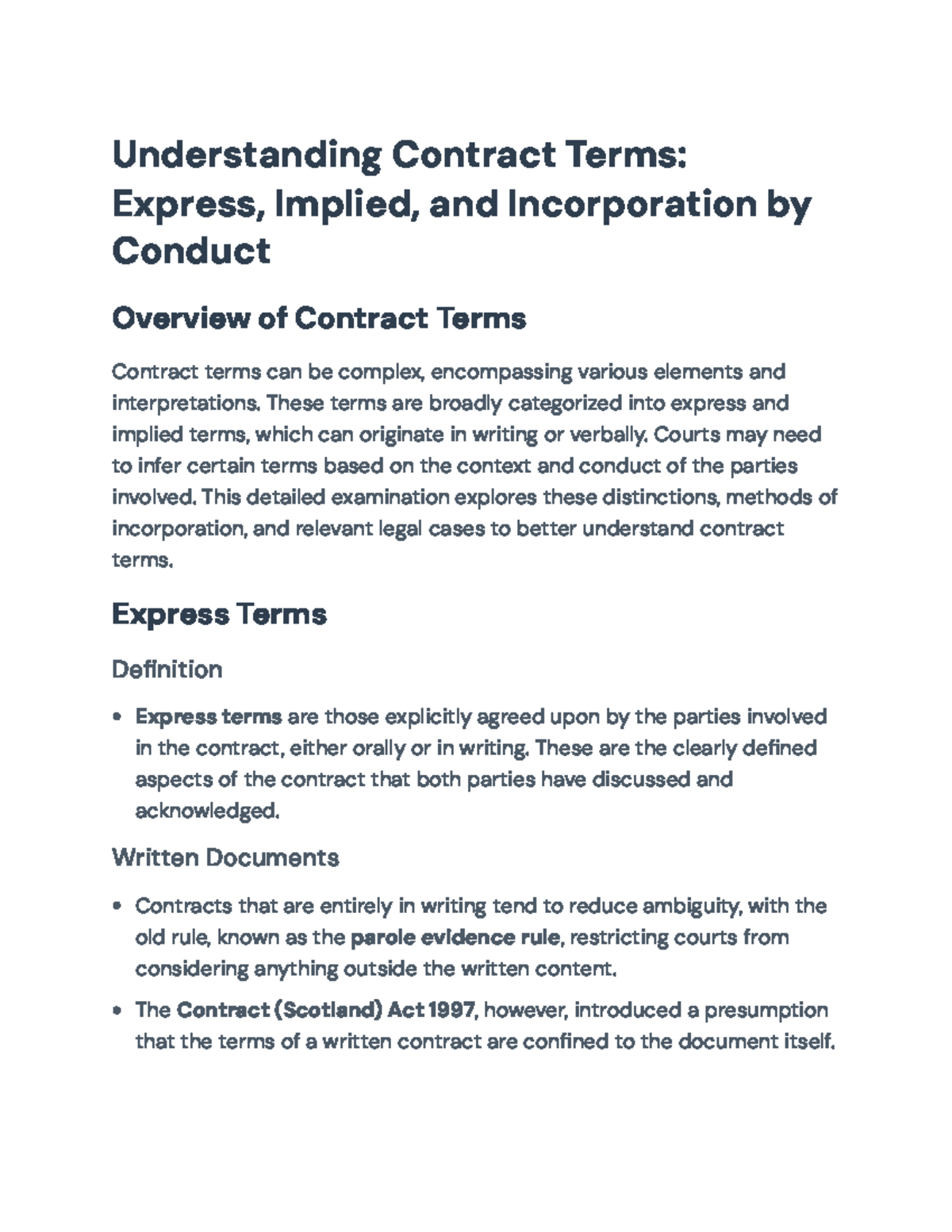 Understanding Express and Implied Terms in Contracts (LAW101 ...