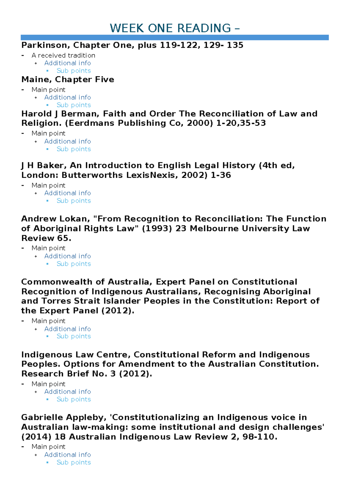 Y1 S2 Legal History - Week 1 & 2 Lecture Overview and Key Readings ...