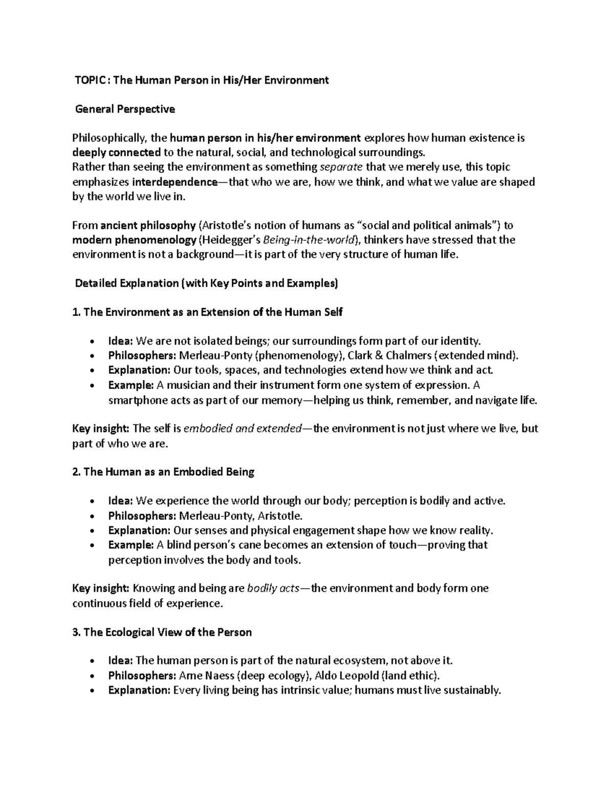 PHIL 101: The Human Person and Environment - A Philosophical ...