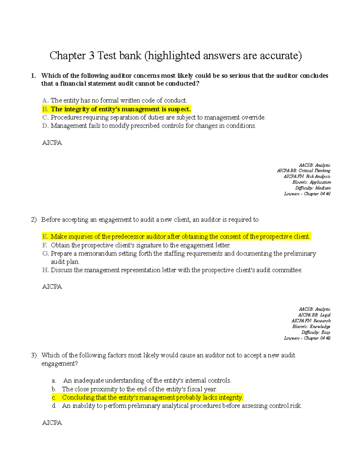 Chapter 3 Practice Questions with Highlighted Answers: MCQs & Short ...