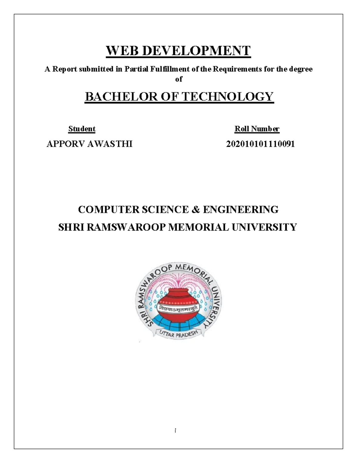 **CS101: Summer Internship Report on Web Development by Apoorv Awasthi ...