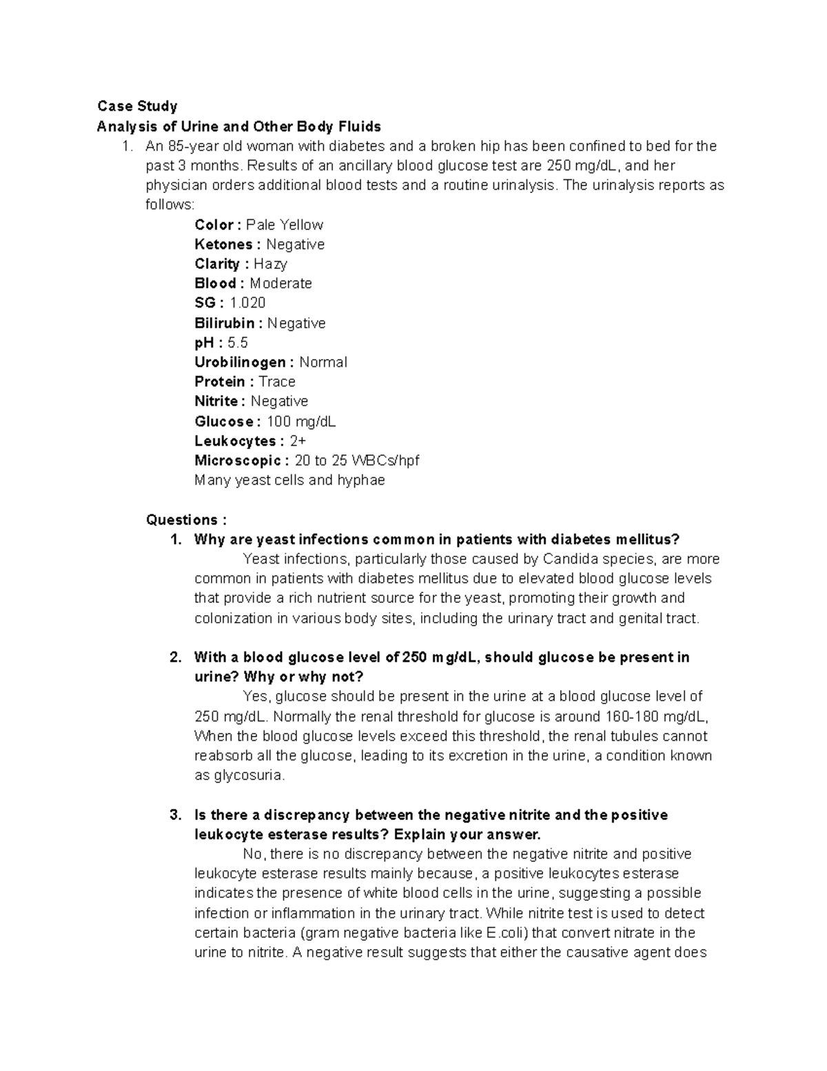 AUBF Case Study: Urinalysis & Microscopic Analysis Insights - Studocu