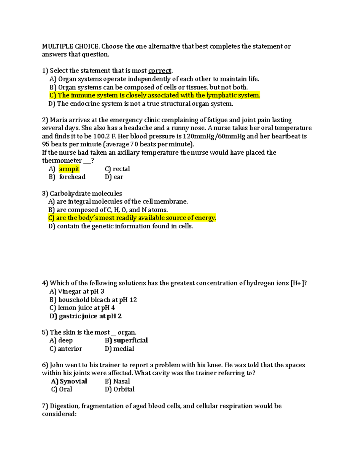 AP1 Multiple Choice Test 1 - Practice Questions & Answers - Studocu