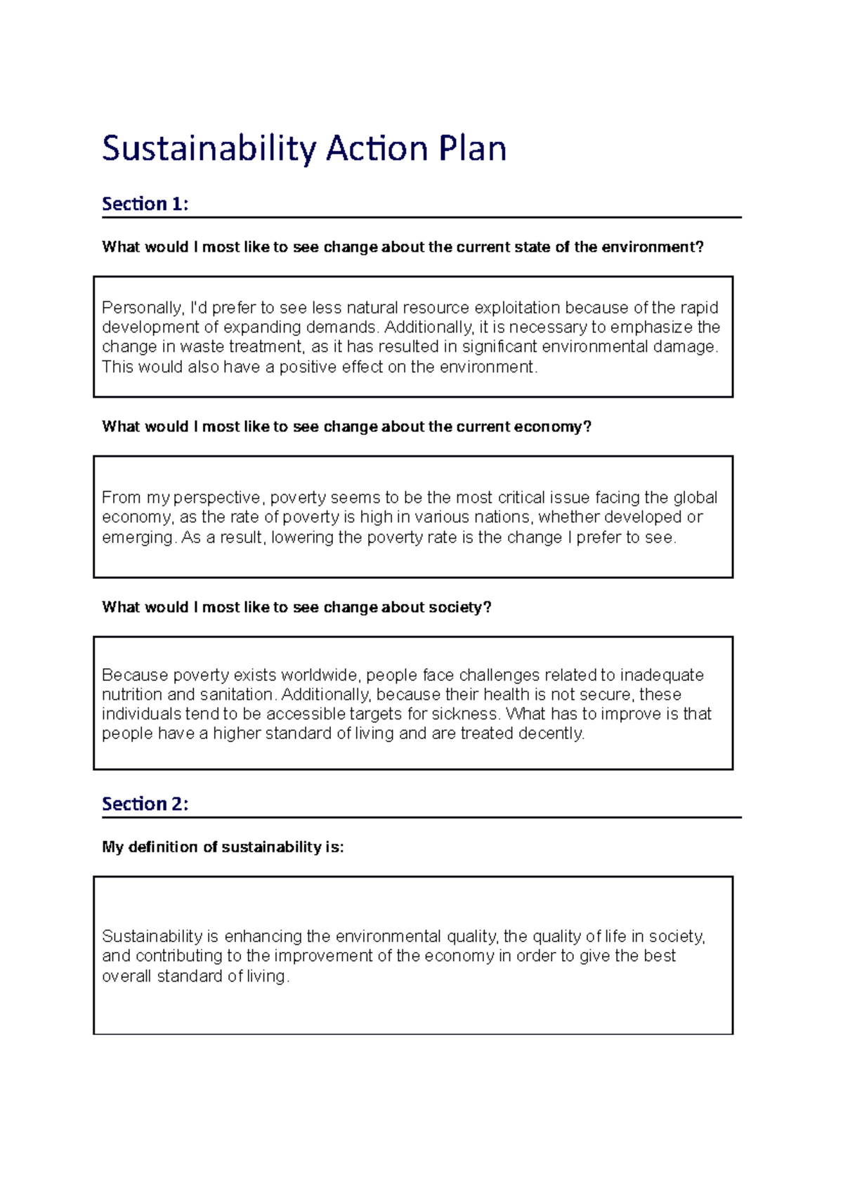 My Sustainability Action Plan Final - Sustainability Action Plan ...
