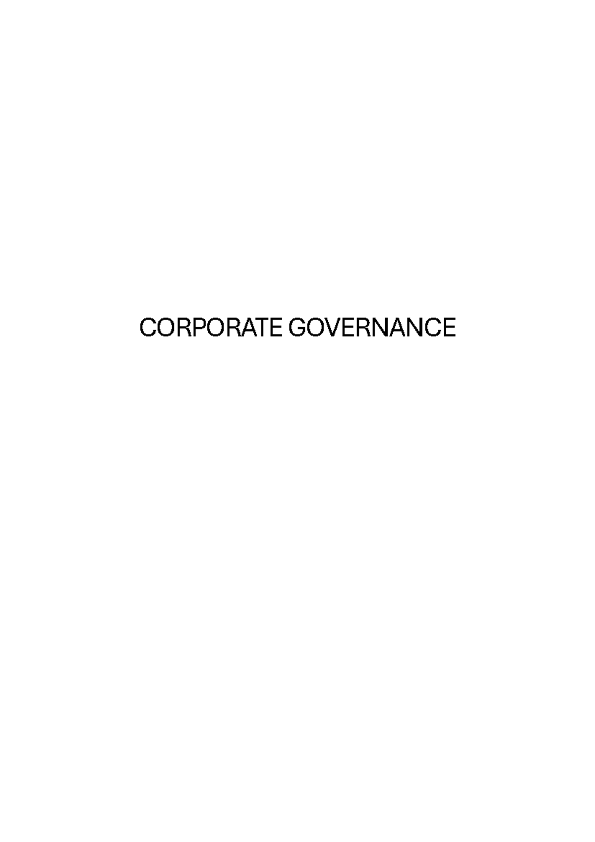 Corporate Governance Notes (Course Code: CG 101) - Studocu