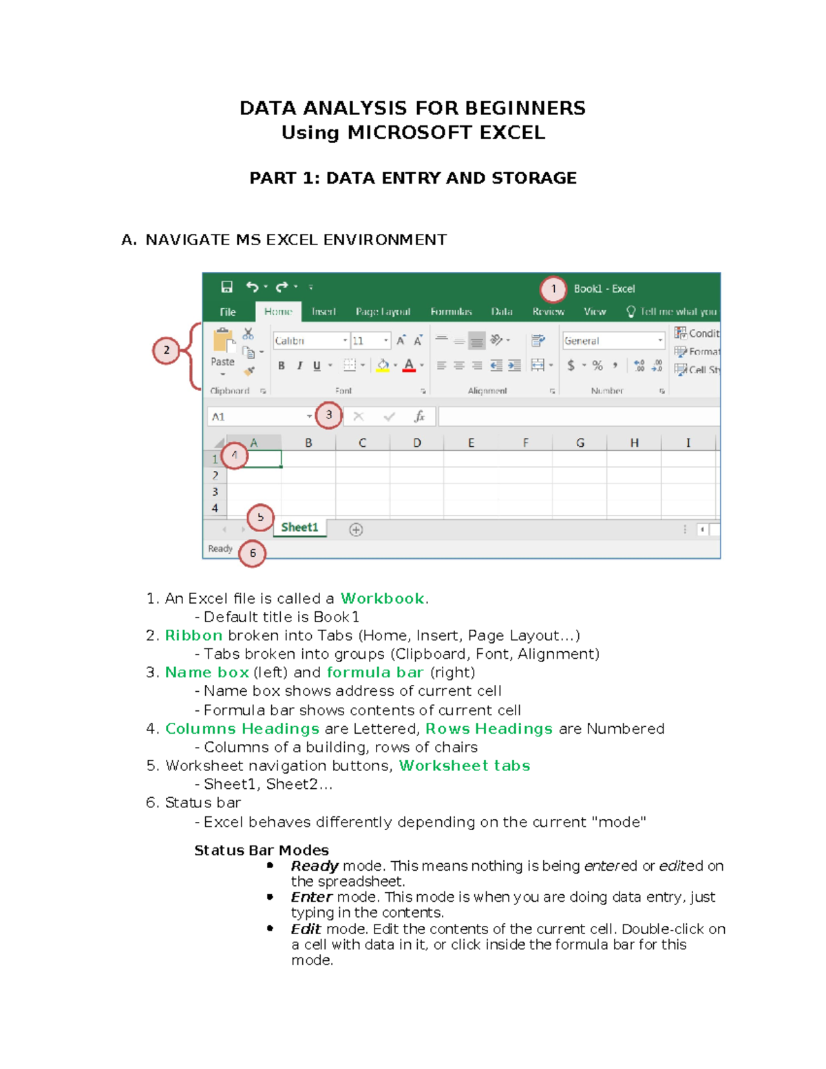 Prelim Excel Basics Module - DATA ANALYSIS FOR BEGINNERS Using ...