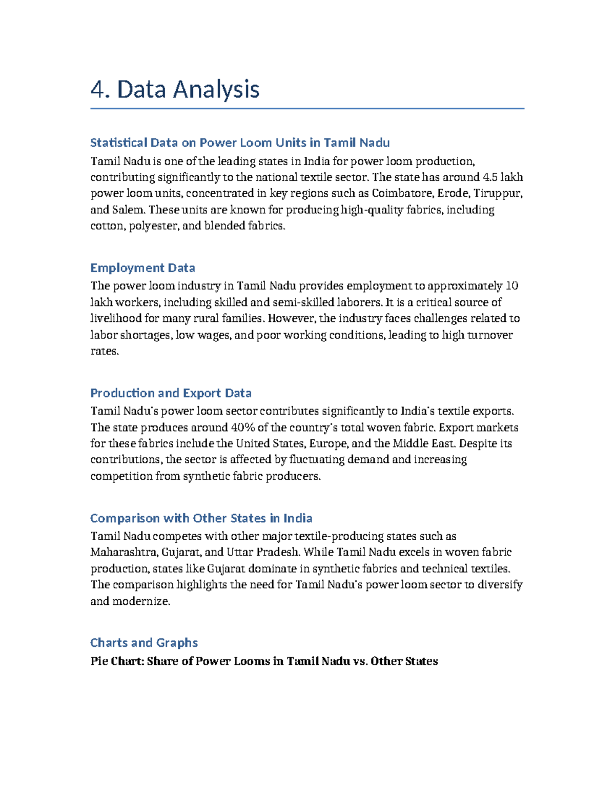 Data Analysis Power Loom Report - 4. Data Analysis Statistical Data on ...