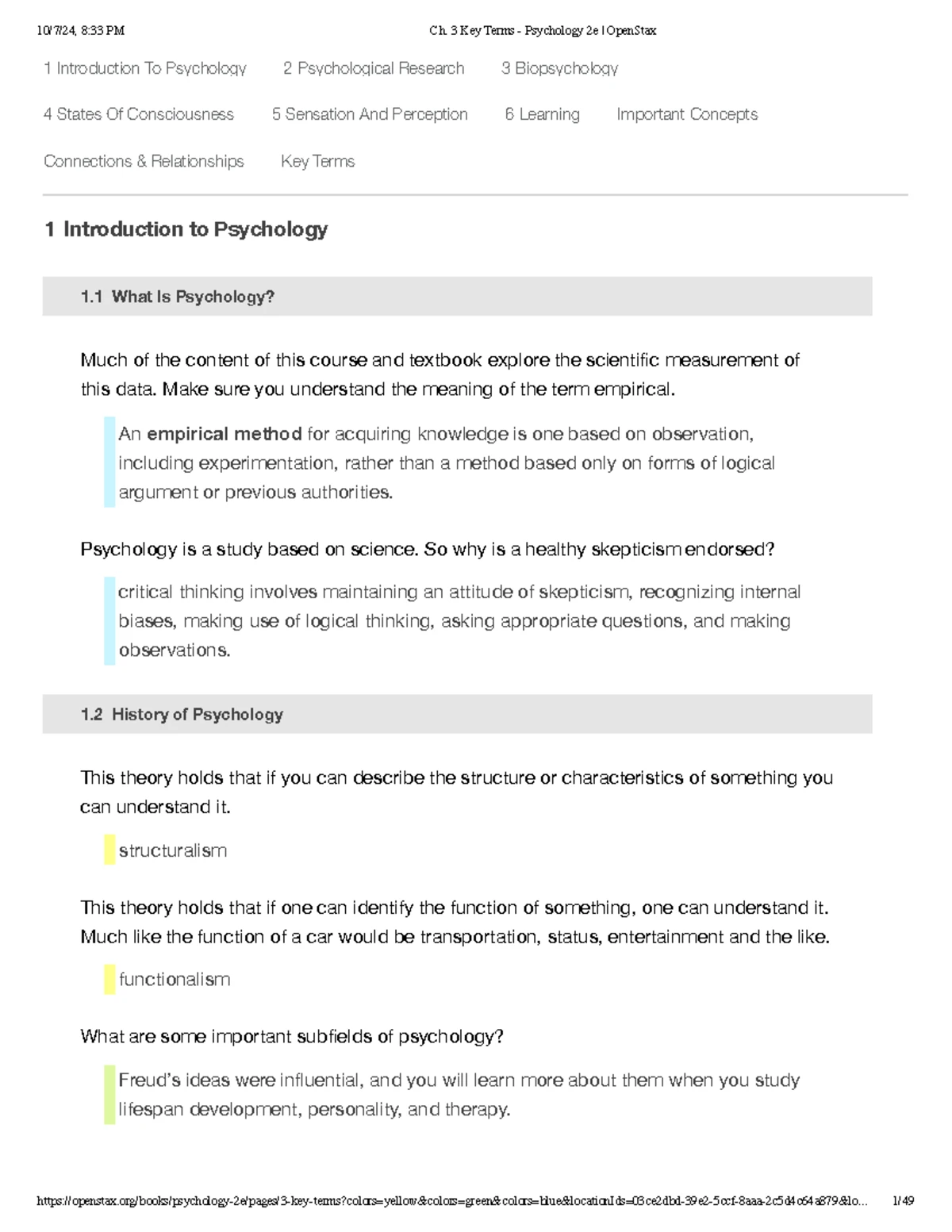 PSY 1.3 Contemporary Psychology Overview and Key Concepts - Studocu