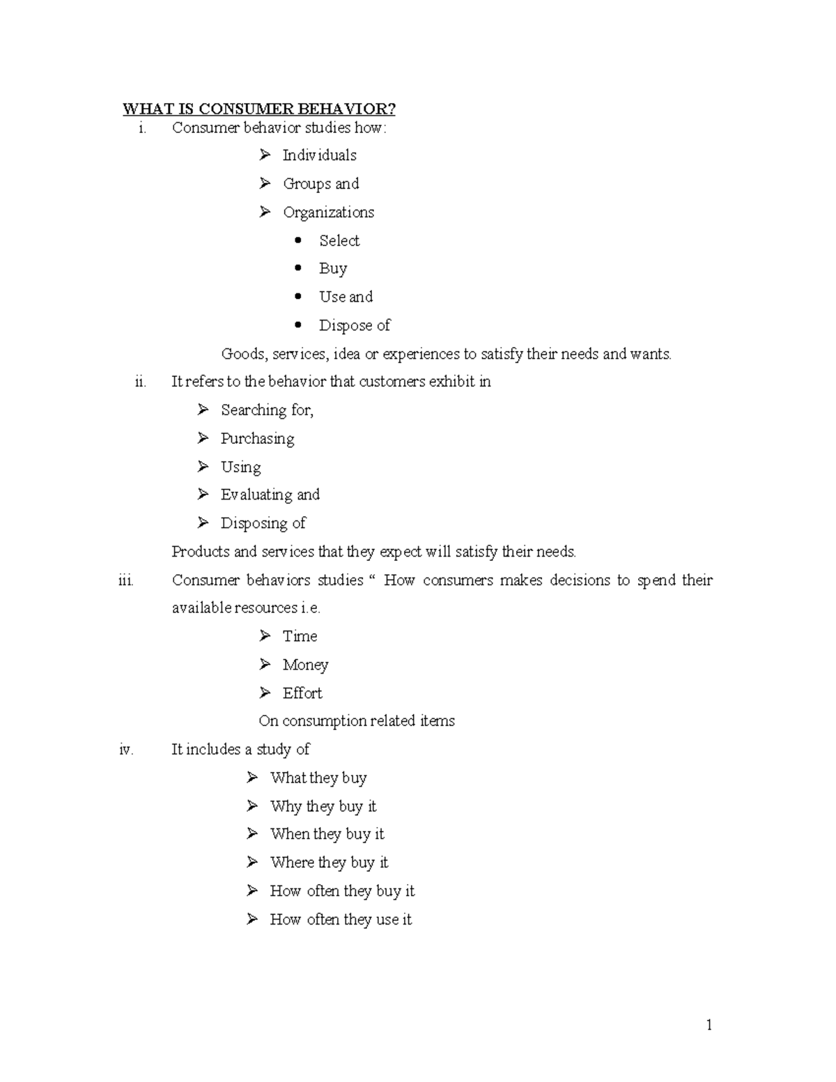 Consumer Behaviour Final Revised Notes - WHAT IS CONSUMER BEHAVIOR? i ...