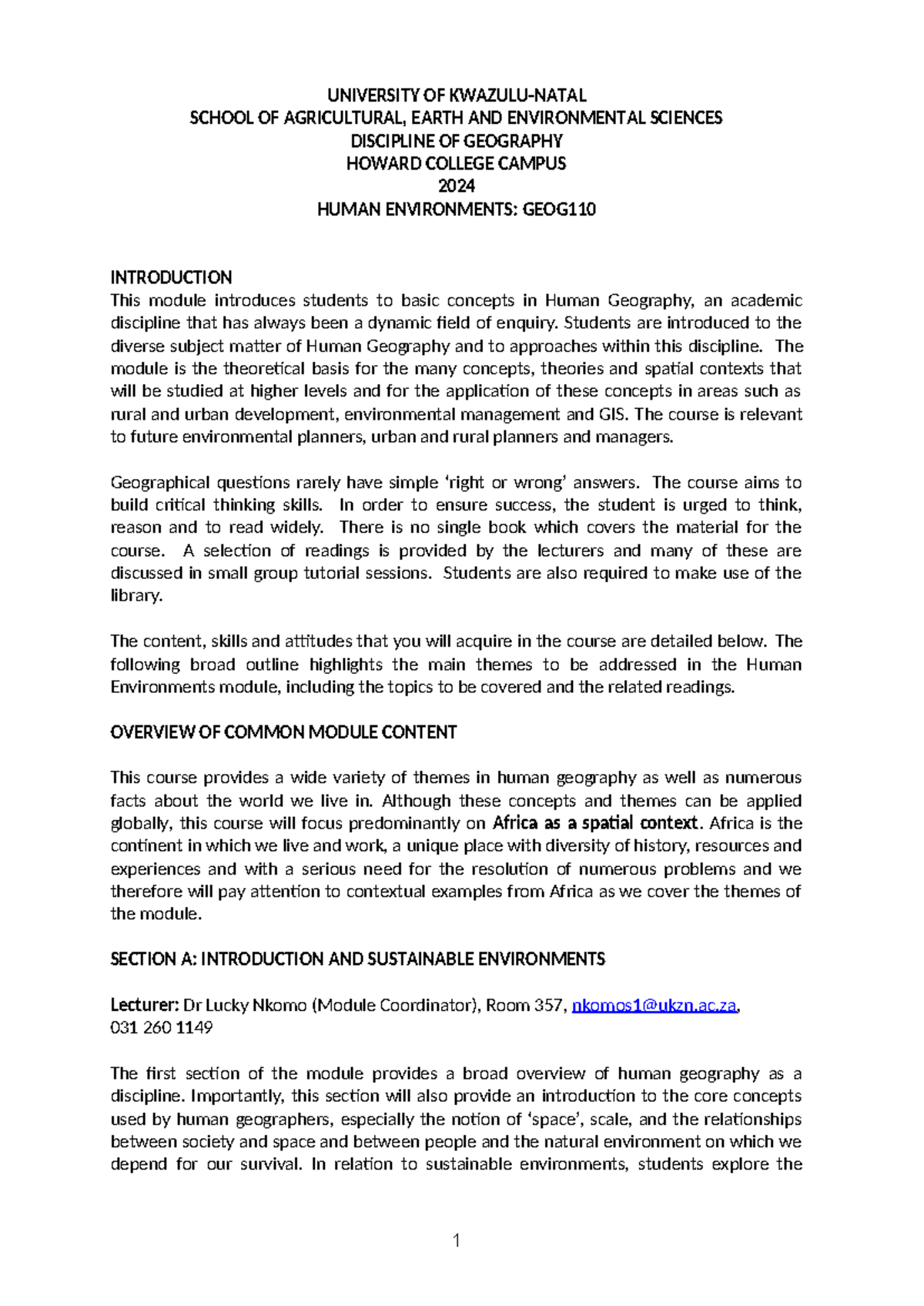 GEOG110 2024 - Summary of Human Geography Concepts & Themes - Studocu