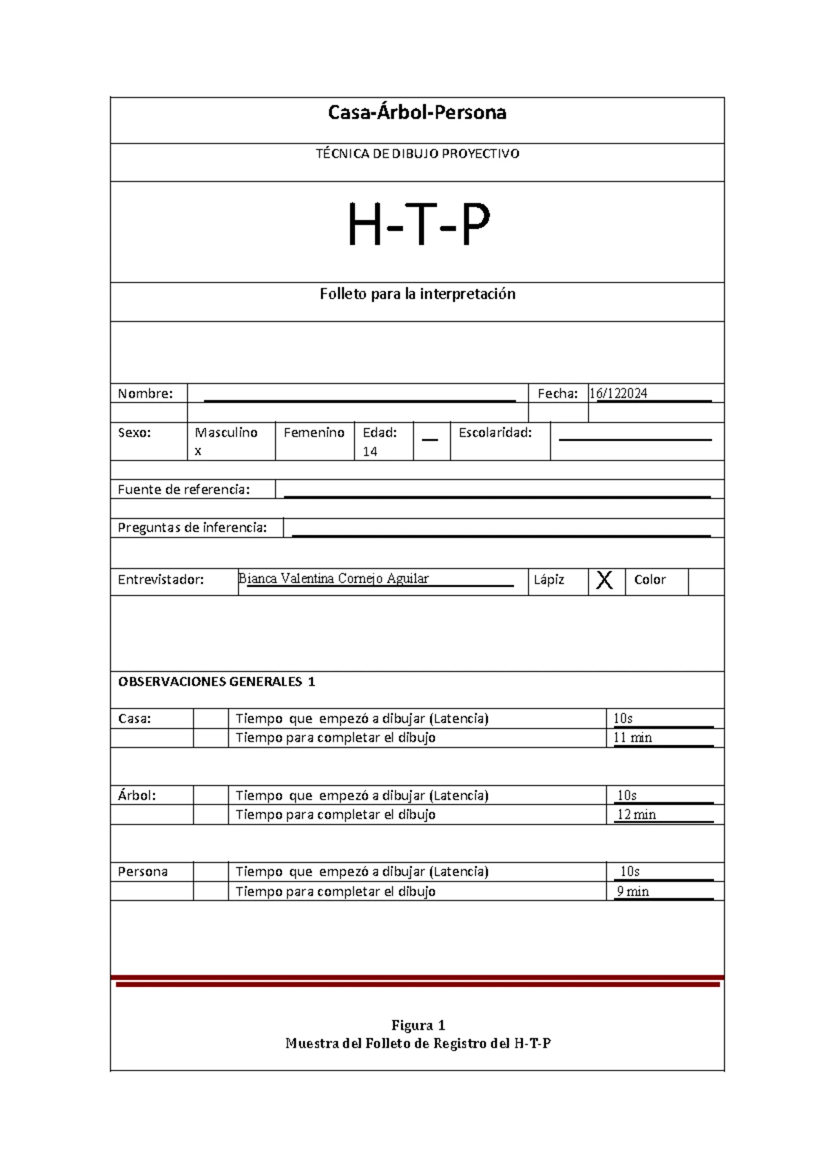 HTP Evaluación Rápida y Plantilla de Informe (Edad 6-11) - Studocu
