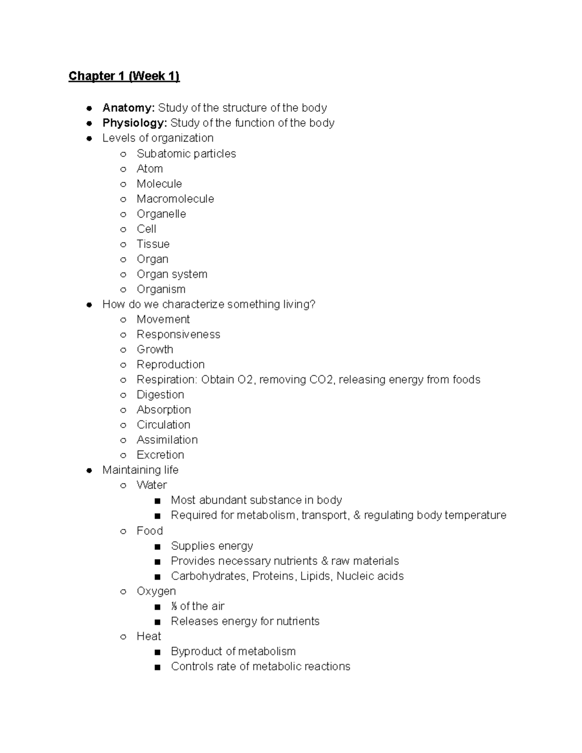 AVS A&P Notes: Anatomy & Physiology Fundamentals (Weeks 1-3) - Studocu