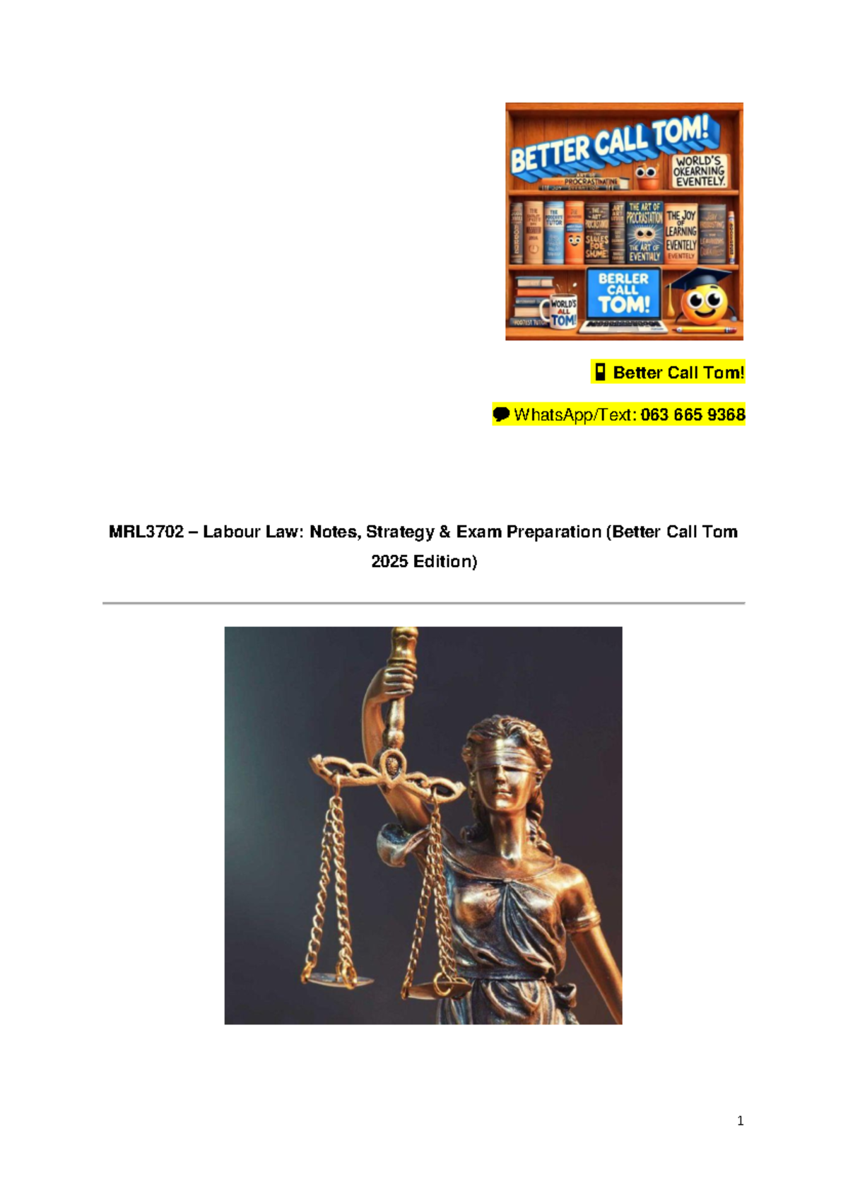 MRL3702 Labour Law: Comprehensive Notes & Exam Strategy (2025 Edition ...