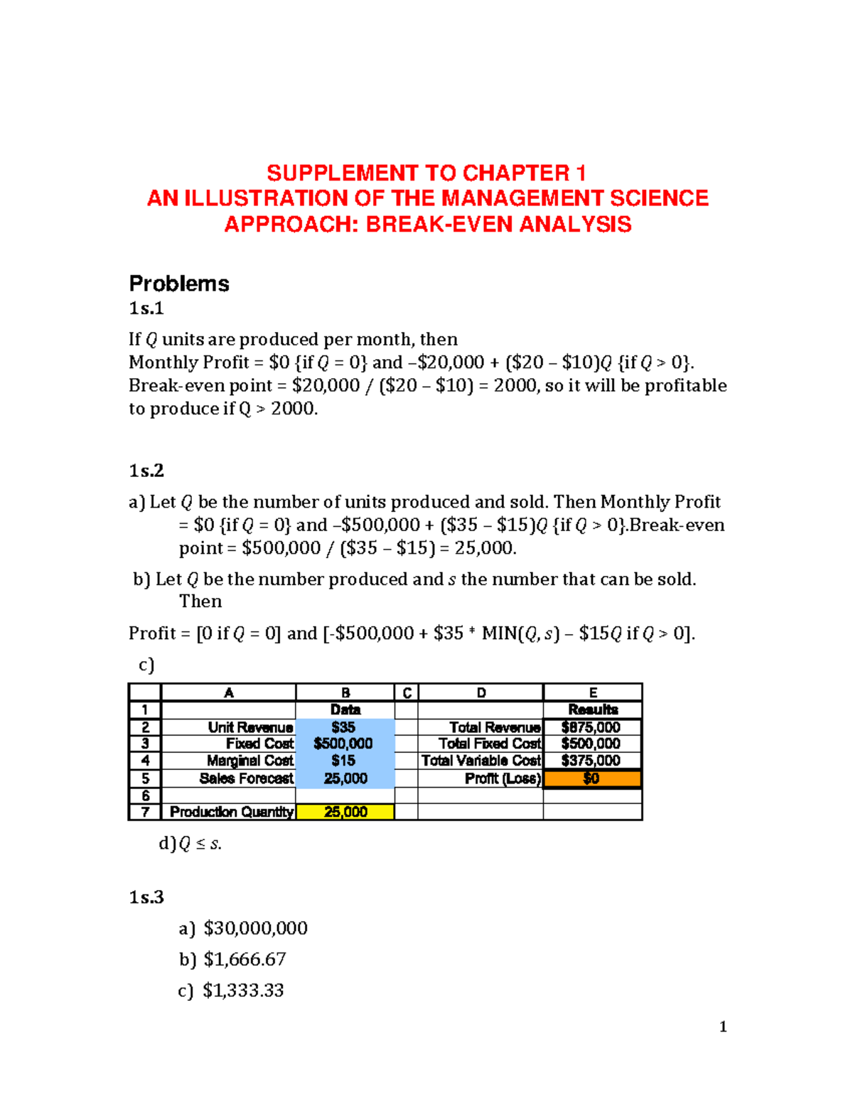 Supplement to Chapter 1: Management Science Approach Analysis - Studocu