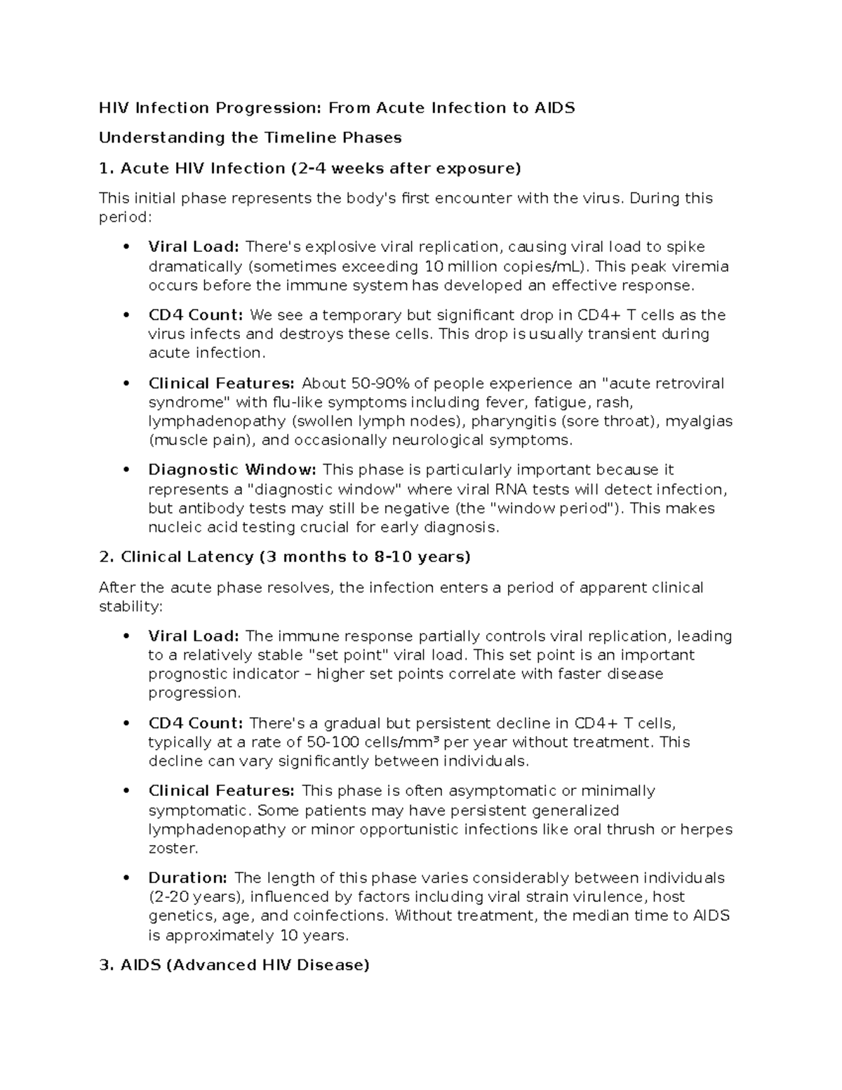 HIV Infection Progression: Phases & Clinical Implications - Studocu