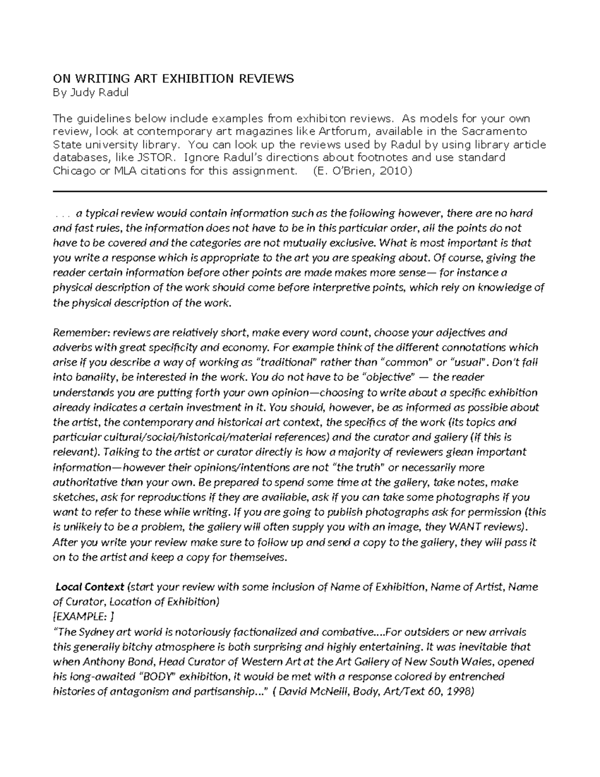 Art Exhibition Review Writing Guidelines: Tips & Examples - Studocu