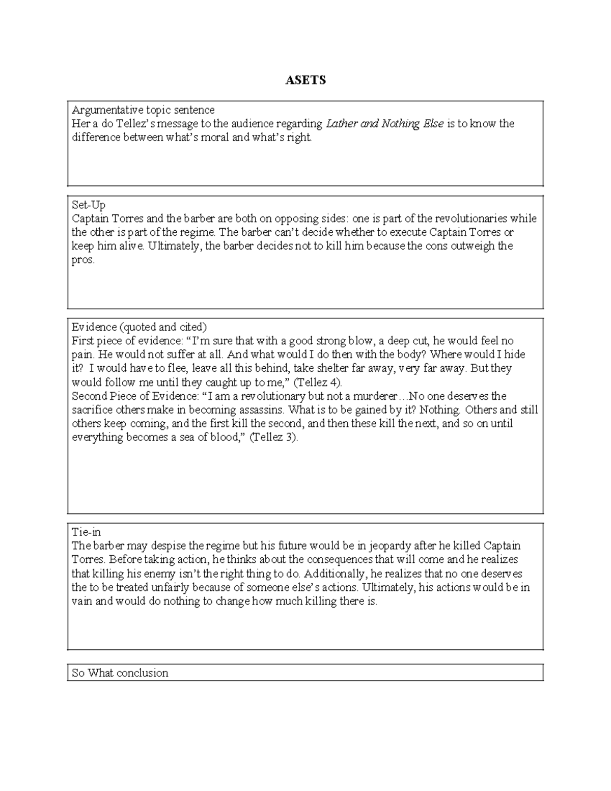 ASETS Argumentative Essay: Moral Dilemma in 