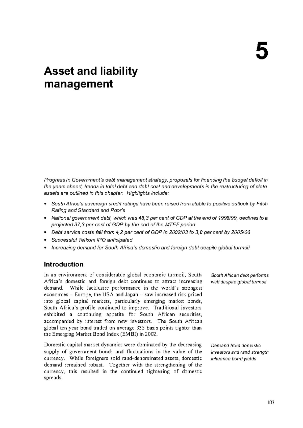 Chapter 5: Asset and Liability Management in Debt Strategy (MTEF) - Studocu