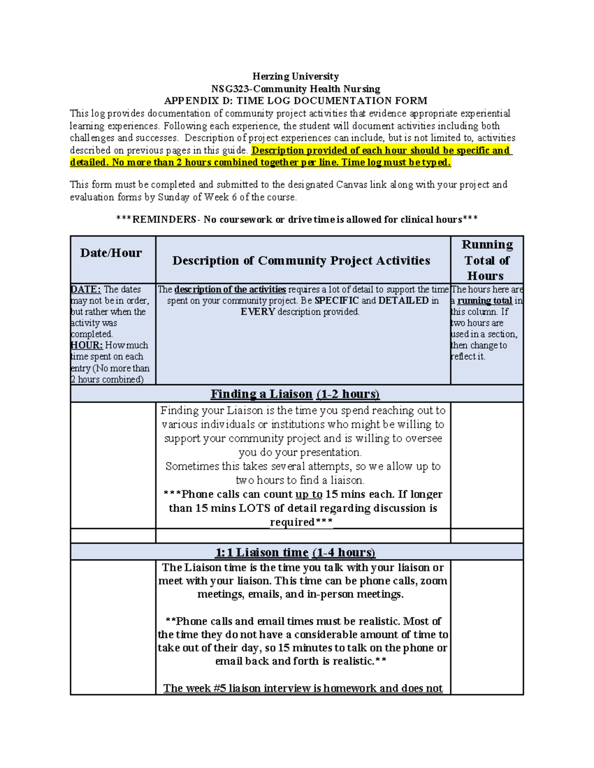 Appendix D Descriptions - Herzing University NSG323-Community Health ...
