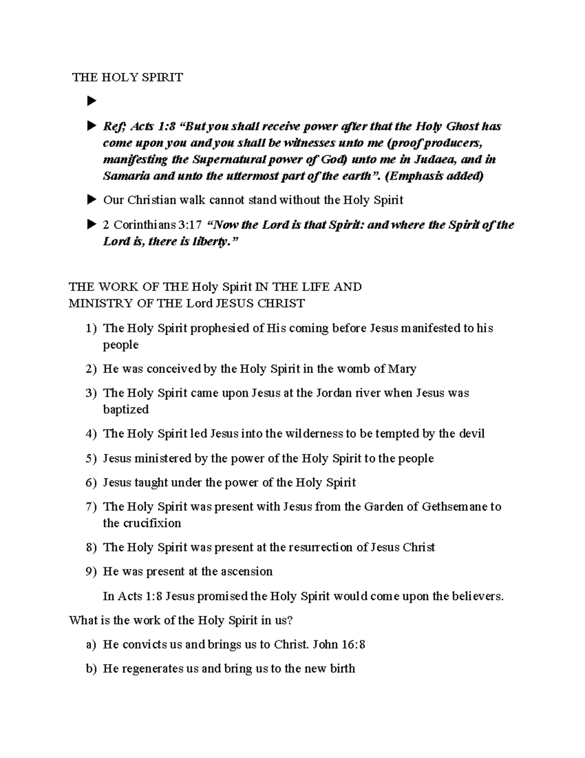 THE HOLY SPIRIT-1: Role in a Christian's Life and Ministry - Studocu