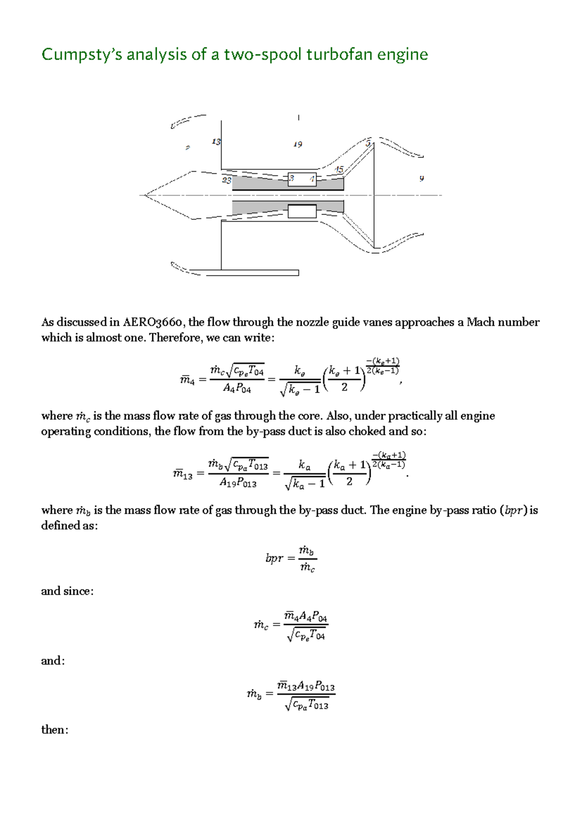 AERO3660 Final Exam Review: Cumpsty’s Two-Spool Turbofan Analysis - Studocu