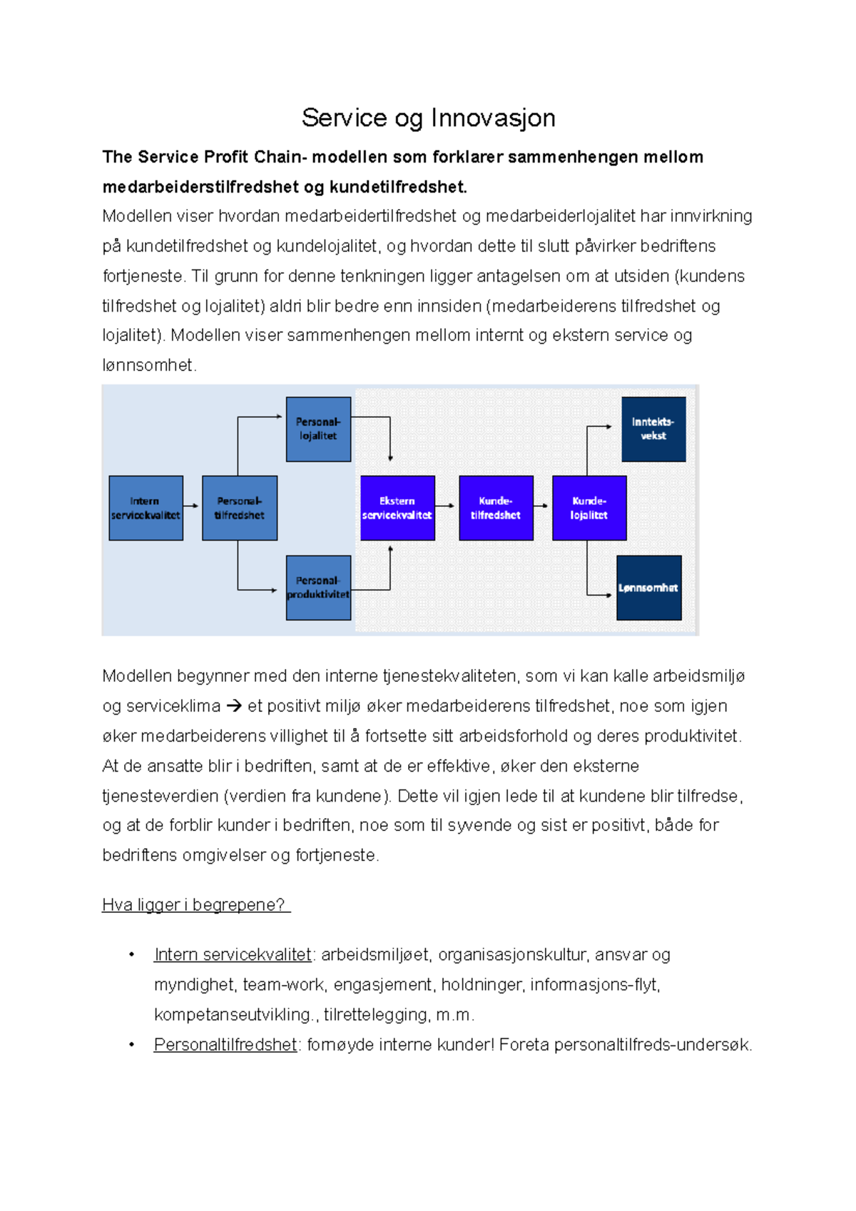 Oppsummering av modeller til eksamen - Service og Innovasjon The ...