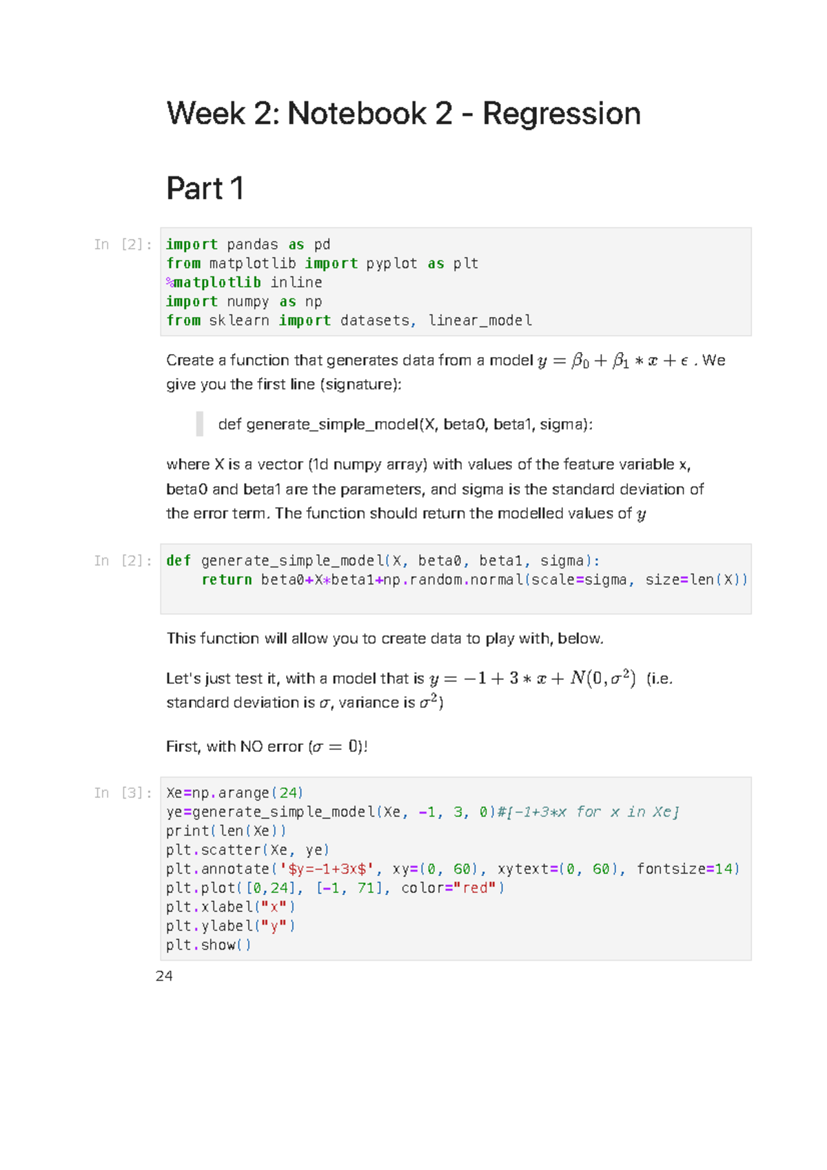 Week 2: Regression Part 1 Solutions for Data Modeling - Studocu