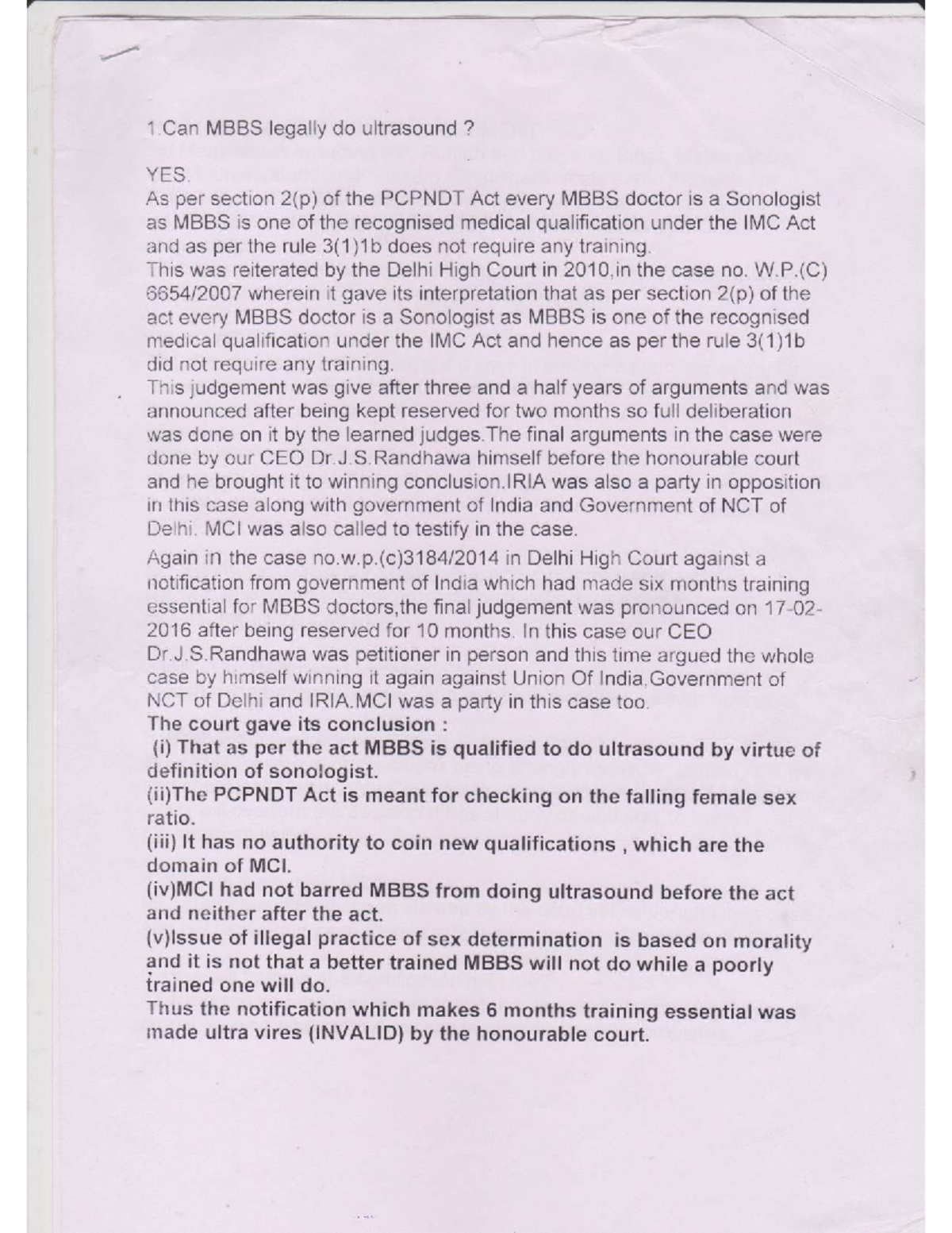 MBBS and Ultrasound: Legal Status Under PCPNDT Act - Studocu