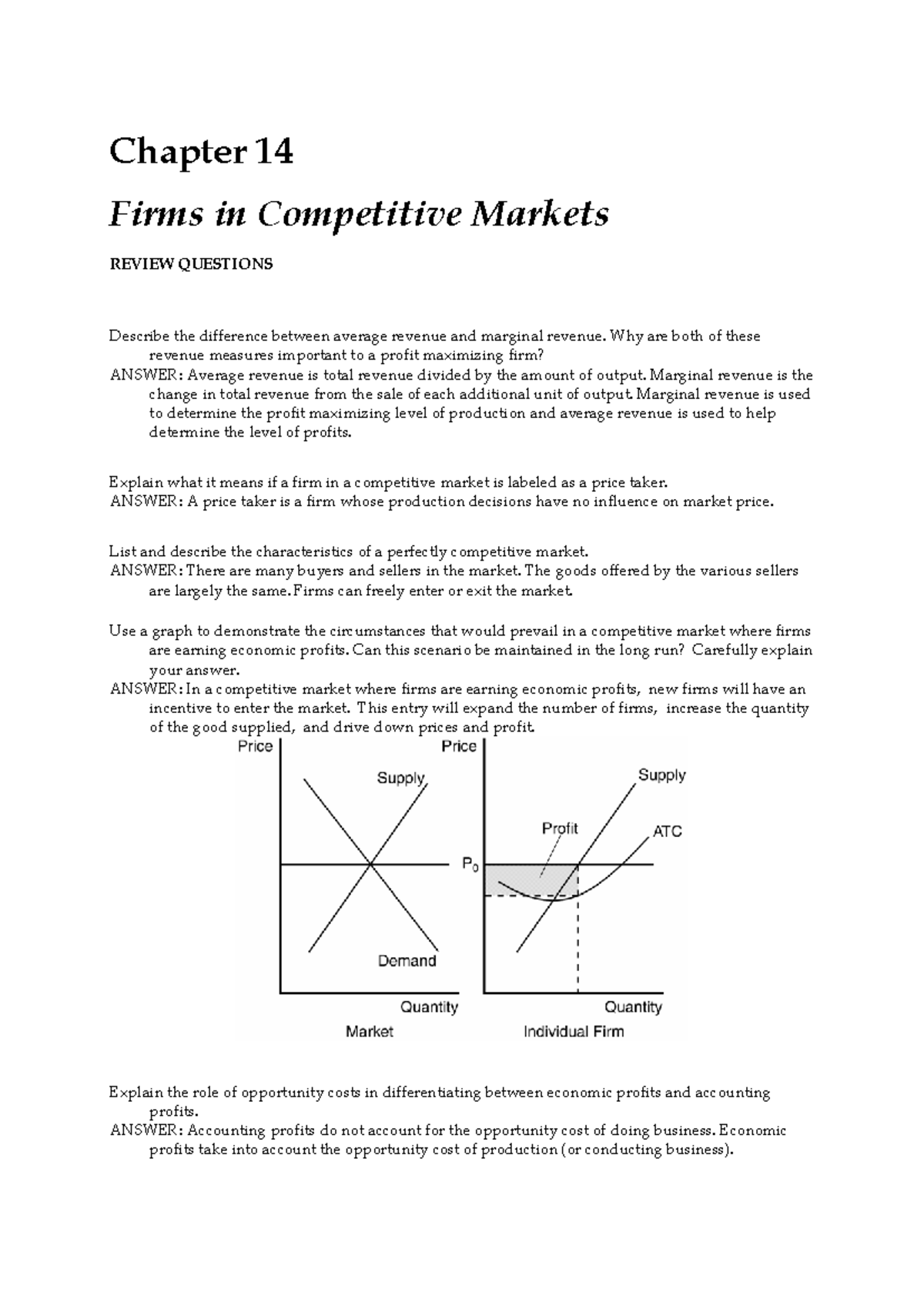 Econ 101 - Chapter 14: Firms in Competitive Markets Notes - Studocu