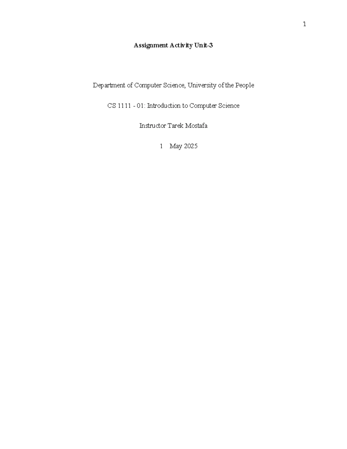 CS 1111 Assignment Activity: Machine Learning & Community Center ...