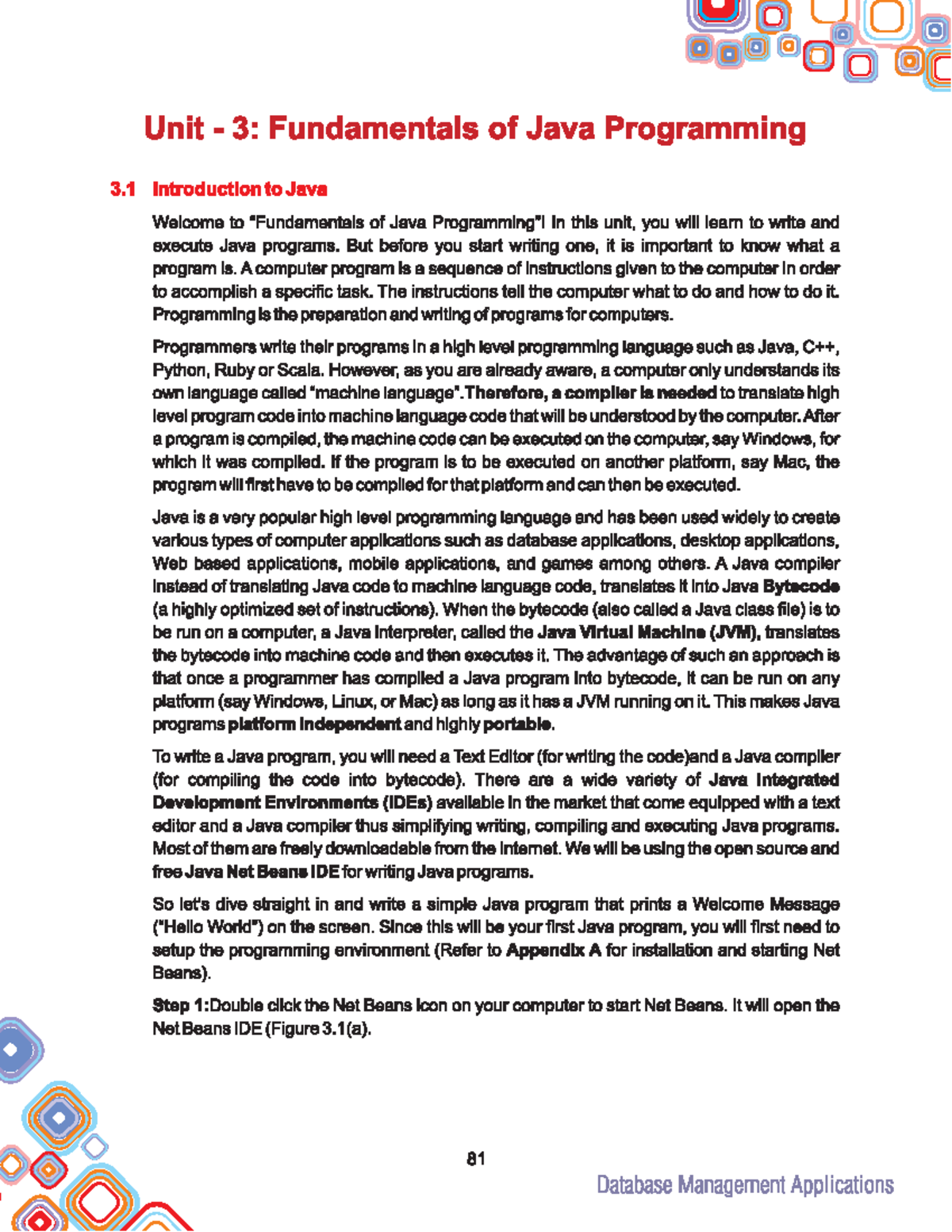 Unit 3: Intro to Java Programming - Writing Your First Program (IT-12 ...