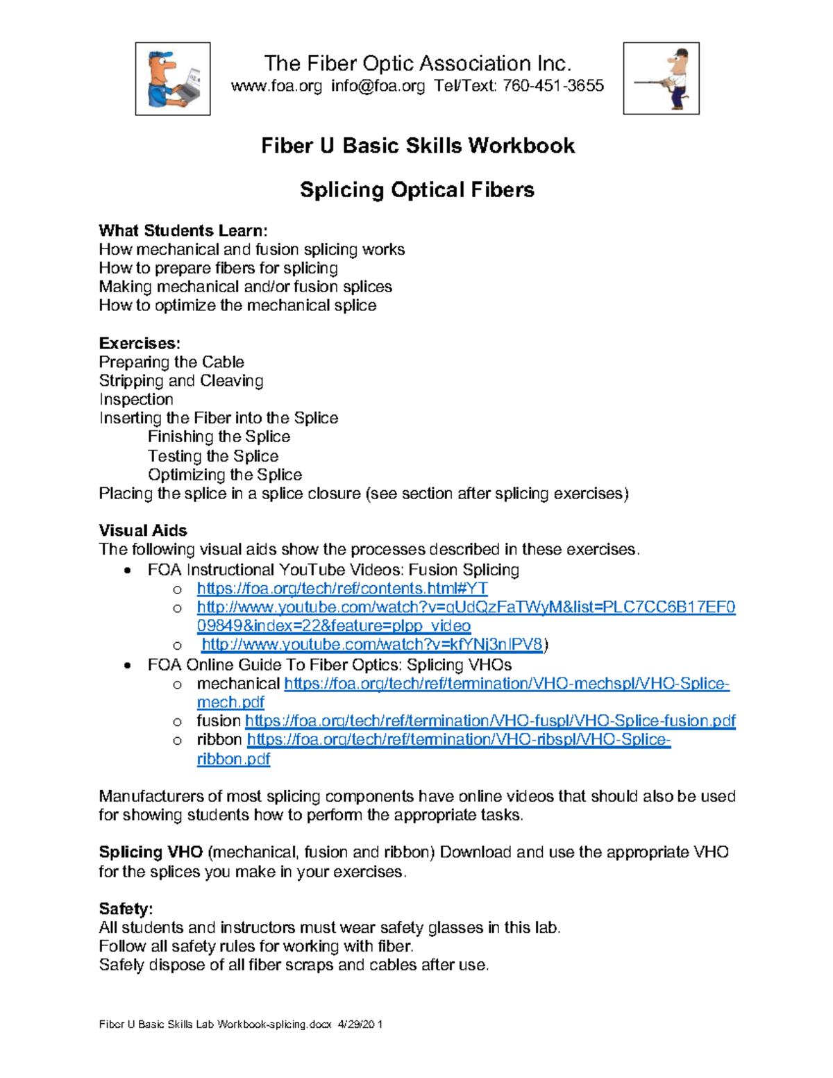 Fiber U Basic Skills Lab Workbook: Splicing Optical Fibers Techniques ...