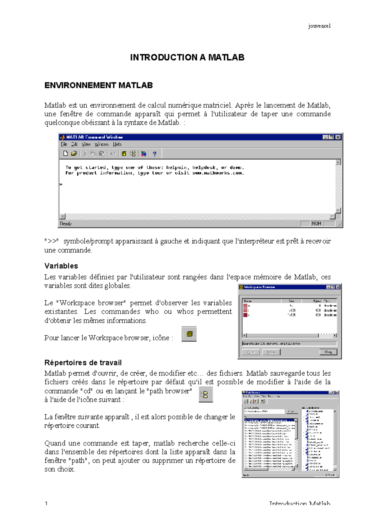 Cours MATLAB : Introduction et Environnement MATLAB pour le calcul ...
