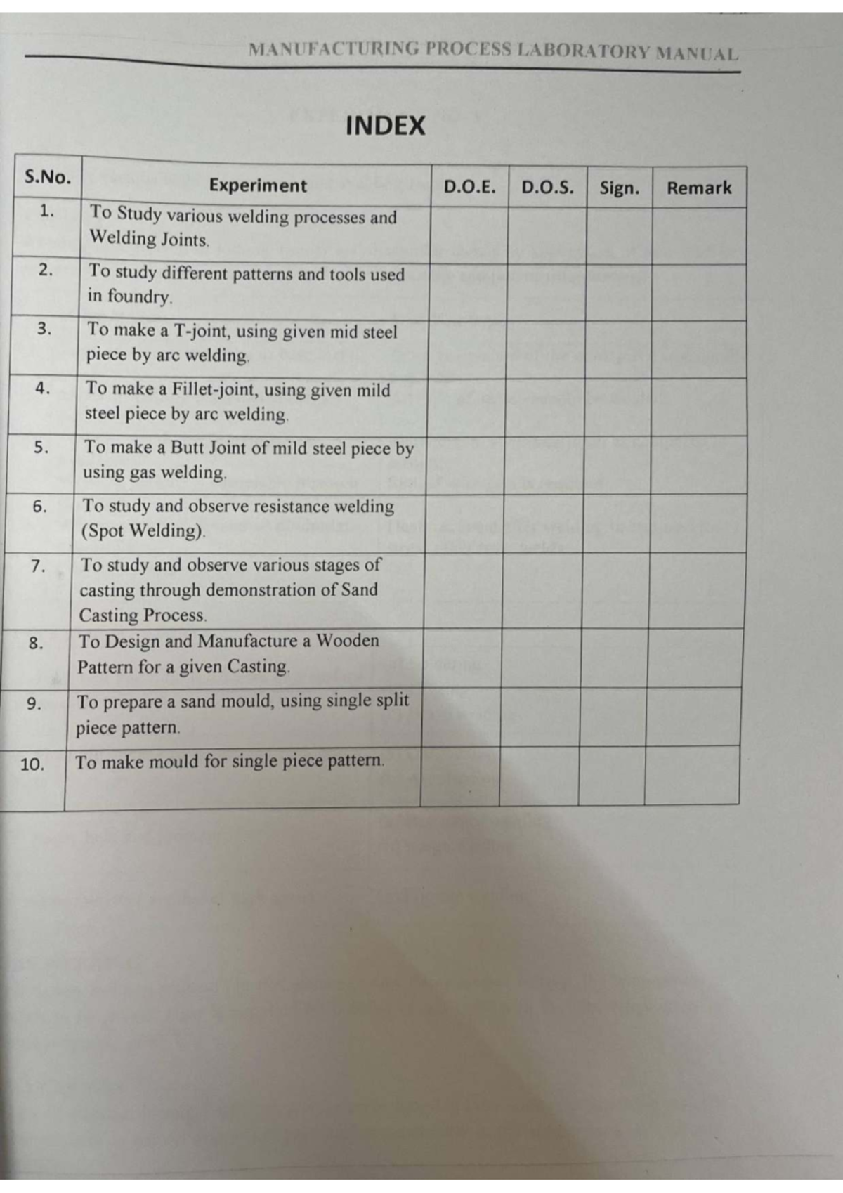 Manufacturing Process Laboratory Manual (2026 UEC) - Studocu