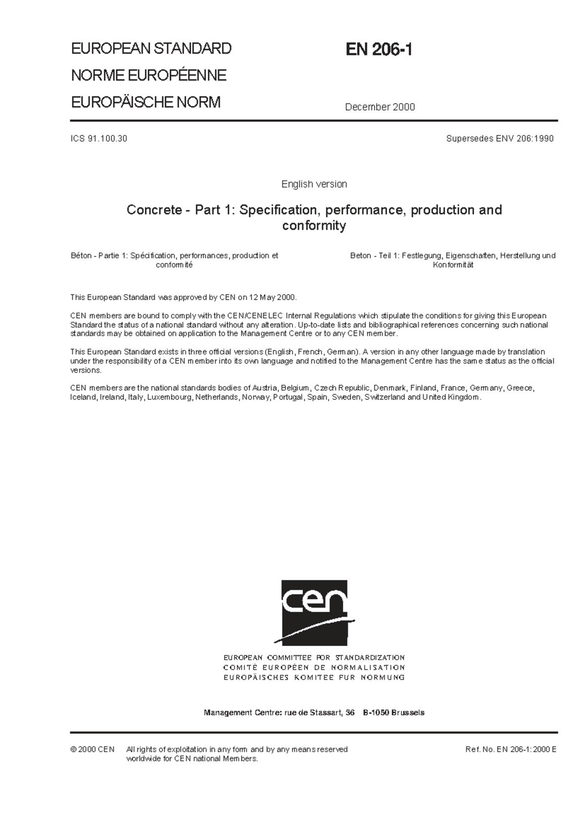 EN 206-1: Concrete Specifications, Performance, and Production ...