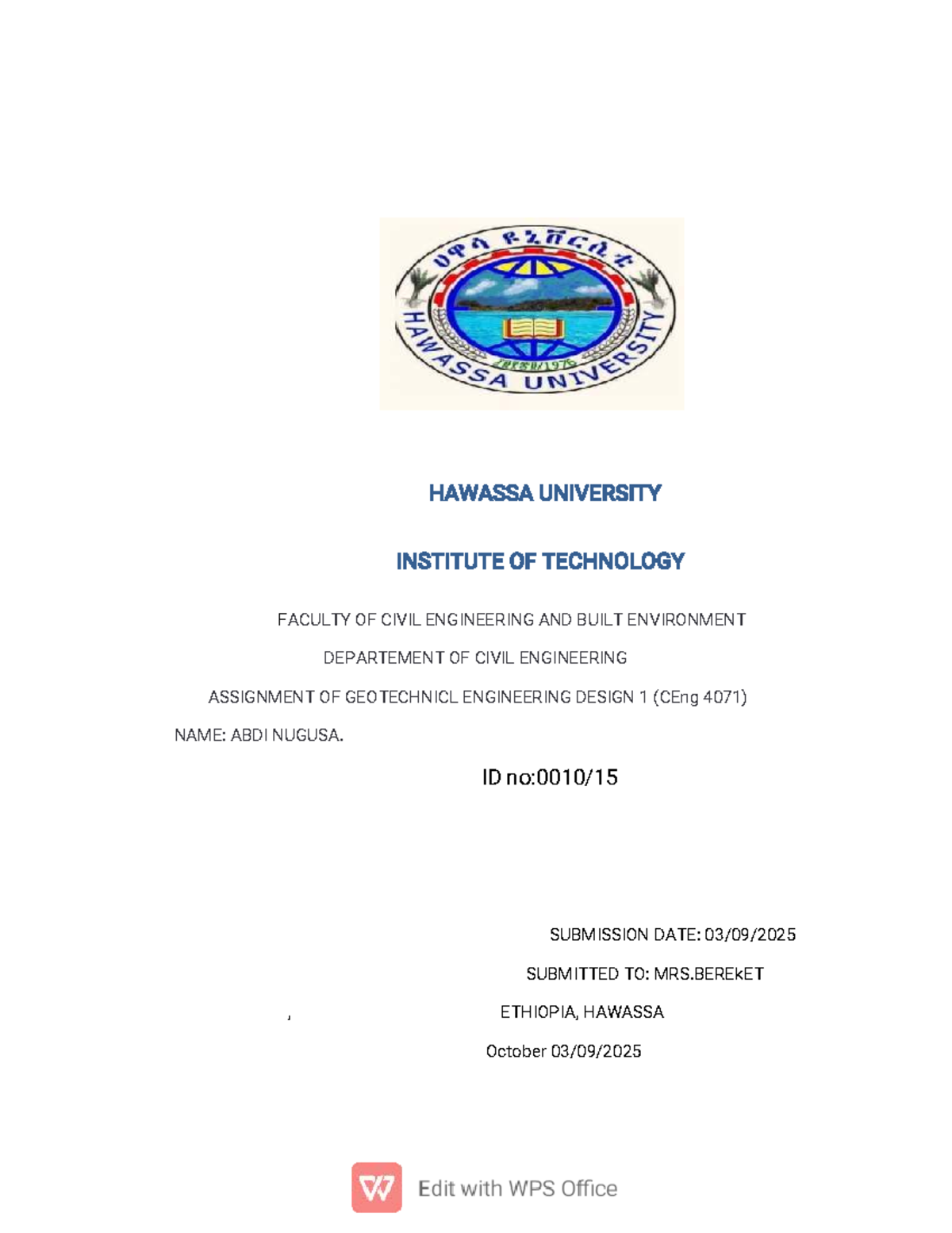 Geotechnical Engineering Design Assignment (CEng 4071) - Studocu
