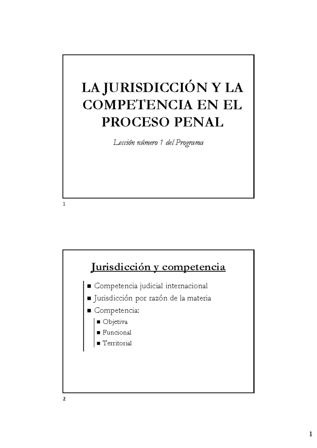 LA JURISDICCIÓN Y COMPETENCIA EN EL PROCESO PENAL - Lección 1 - Studocu