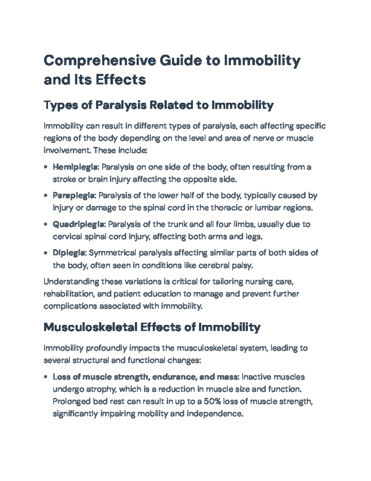 Comprehensive Guide to Immobility: Effects on Health & Paralysis Types ...