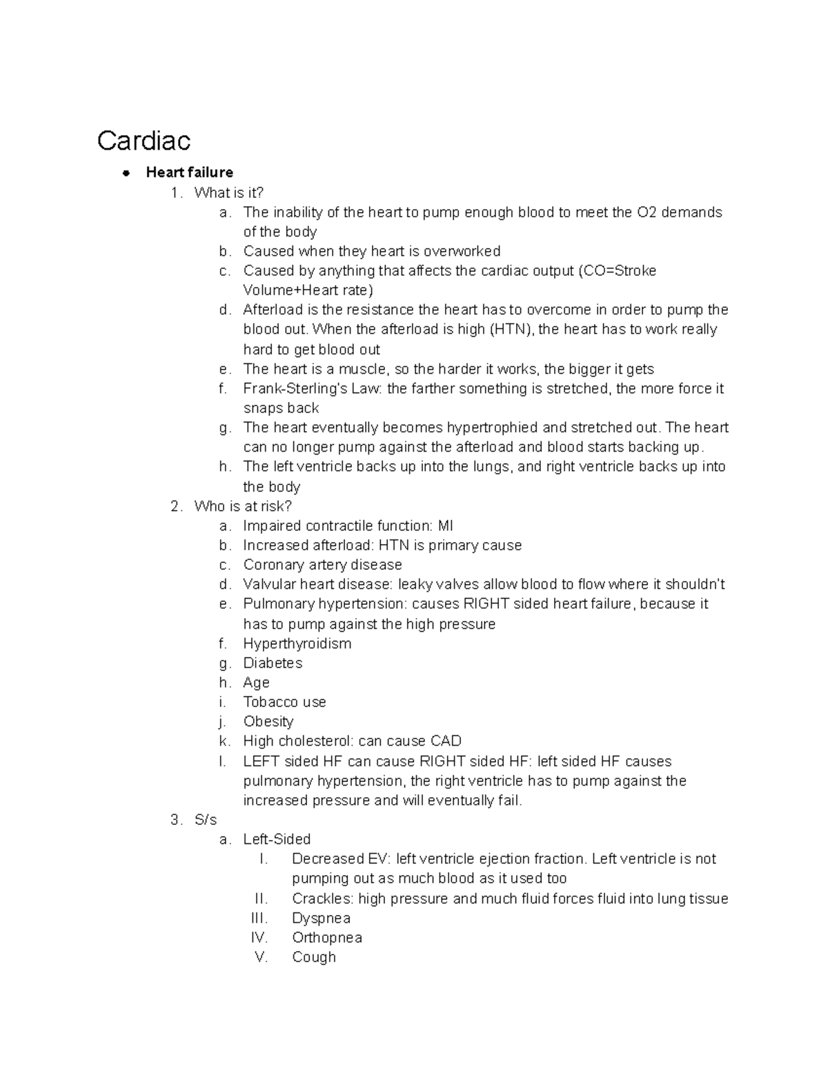 Cardiac Patho Packet - Cardiac Heart failure 1. What is it? a. The ...