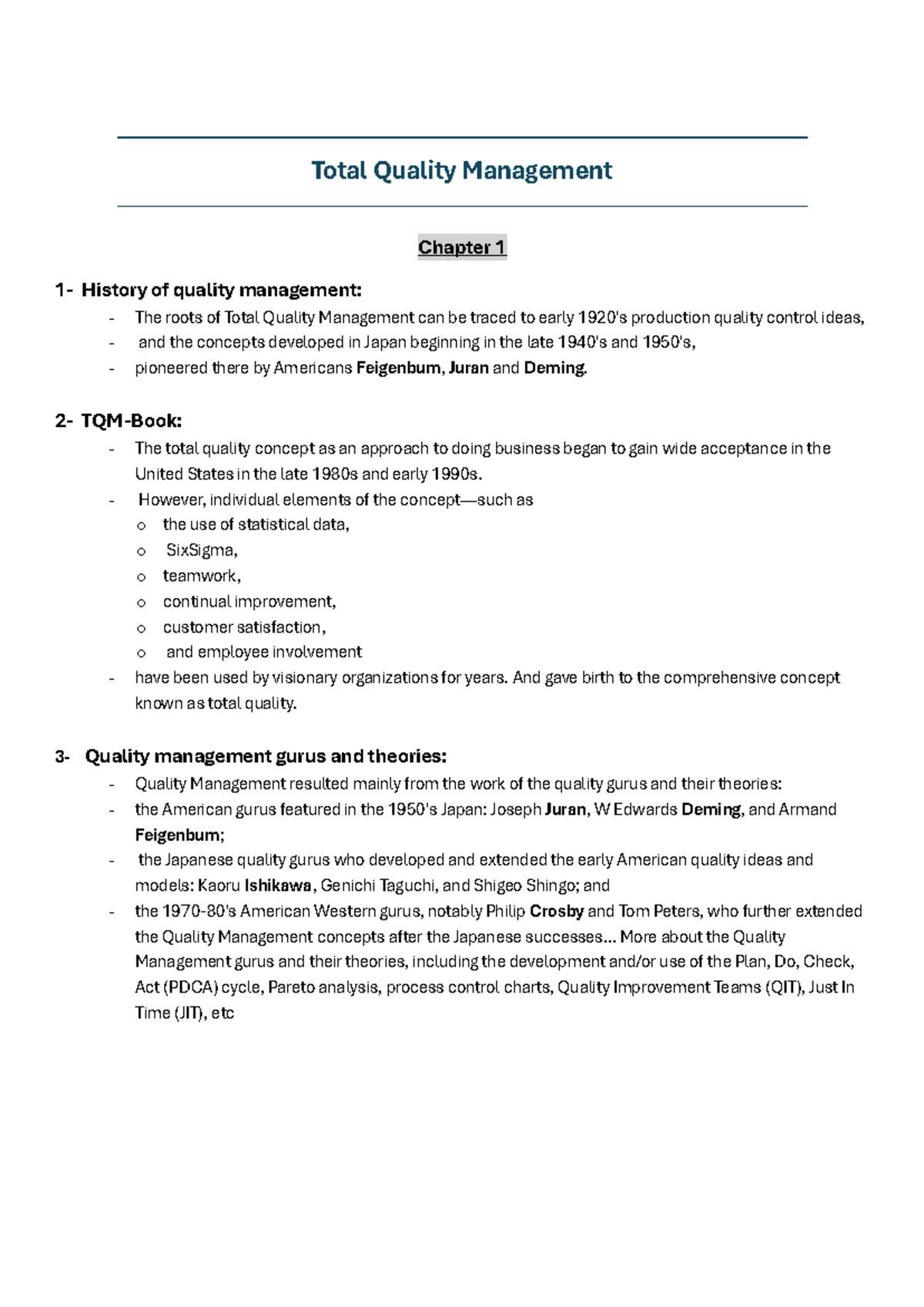 TQM 101: Key Concepts and Historical Foundations of Quality Management ...
